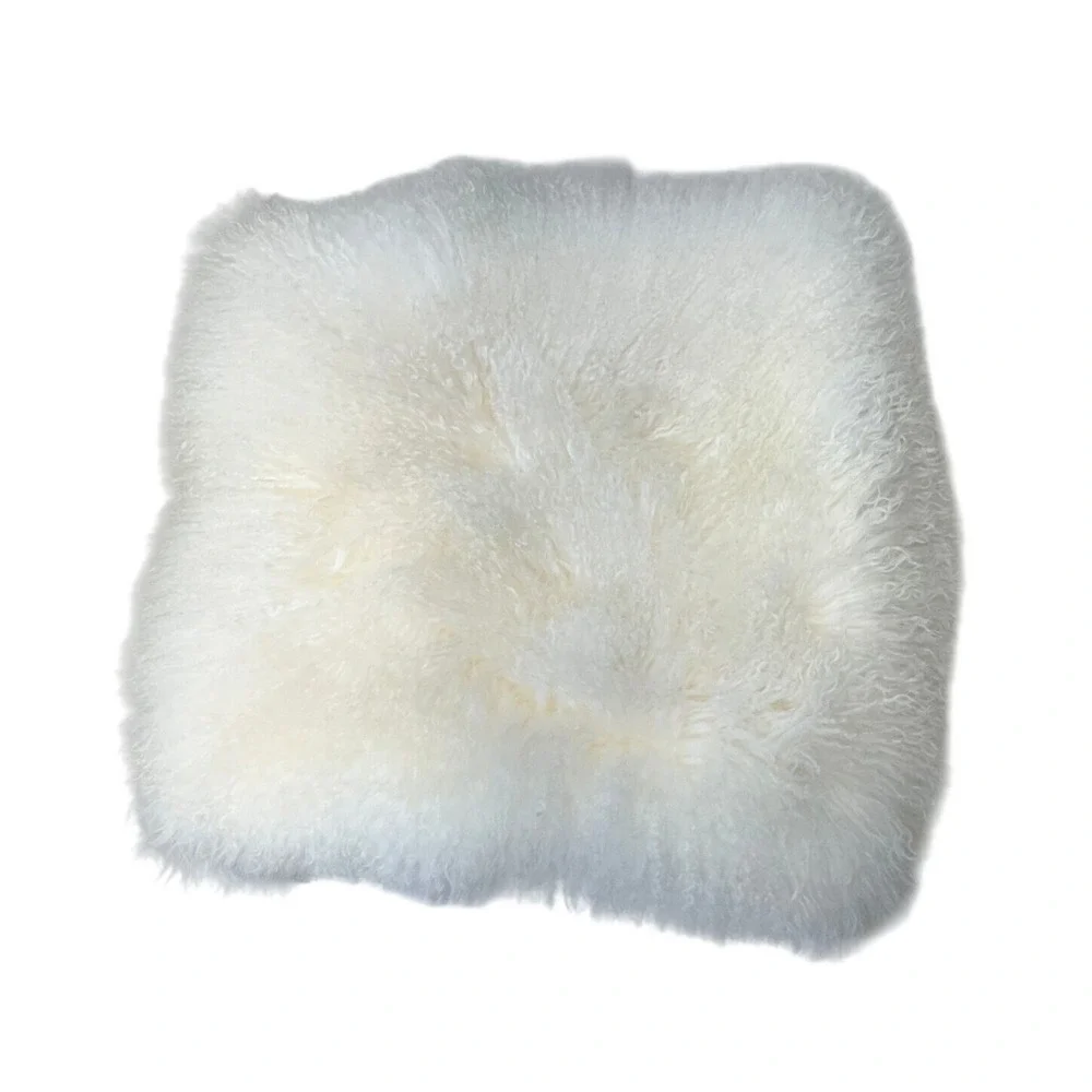 ZGallerie Mongolian Sheepskin Pillow Cover 22x22 White cream Genuine Fur